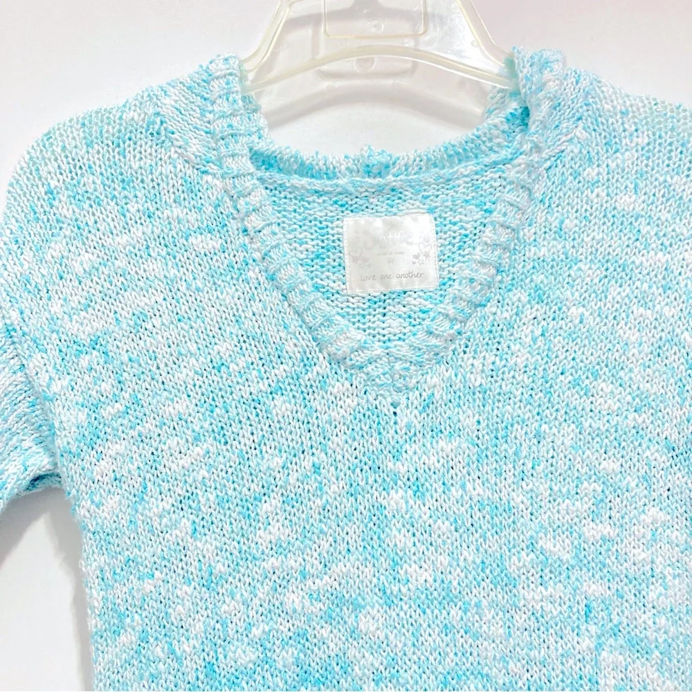 🆕 Justice Girl’s Short Sleeves Knit Blue Hoodie